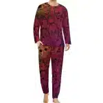 Vibrant Sugar Skull Pattern Red Men’s Pajamas Set