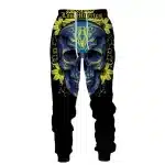 Vibrant Yellow Los Muertos Floral Sugar Skull Men's Joggers