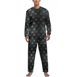 Vintage Gold Skull Crossbones Pattern Men’s Pajamas Set