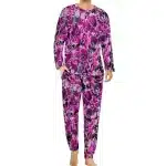 Vivid Pink Tie-Dye Skull Abstract Pattern Men’s Pajamas Set