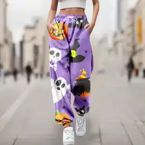 Cartoon Skull Ghosts Halloween Icons Women’s Sweatpants