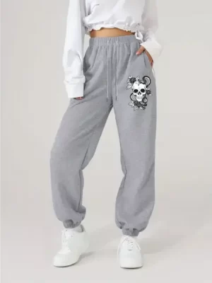 Gothic Floral Skull Minimalist Icon Women’s Sweatpants