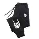 Punk Skeleton Rock Hand Icon Print Women’s Joggers