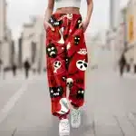 Red Halloween Ghost Skull Pattern Women’s Sweatpants