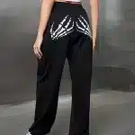 Sexy Gothic Skeleton Hands Print Black Women’s Sweatpants