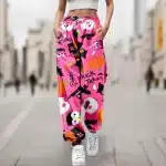 Trick or Treat Skull Halloween Pink Women’s Joggers