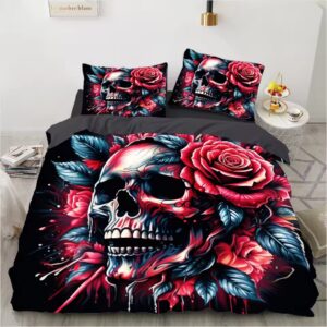 Blood Rose Gothic Skull Dripping Artwork Bedding Set