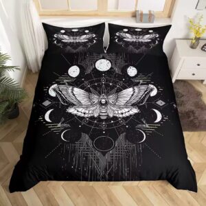 Celestial Death Moth Skull Lunar Moon Phases Bedding Set