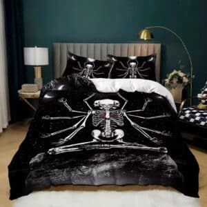 Celestial Skeleton Meditating Starry Black Bedding Set