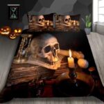 Dark Academia Skull Candlelight Artwork Horror Bedding Set