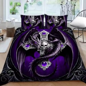 Dark Fantasy Mystic Gothic Dragon Skull Art Bedding Set