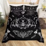 Dark Gothic Occult Skeleton Bat & Moth Design Bedding Set