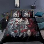 Dark Romance Gothic Skeleton Red Rose Art Bedding Set