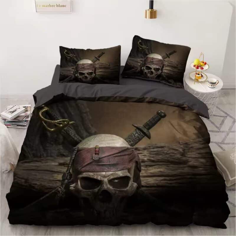 Dark Treasure Pirate Skull & Swords Art Bedding Set