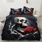 Eerie Grave Thorn Trees Skull Rose Art Horror Bedding Set