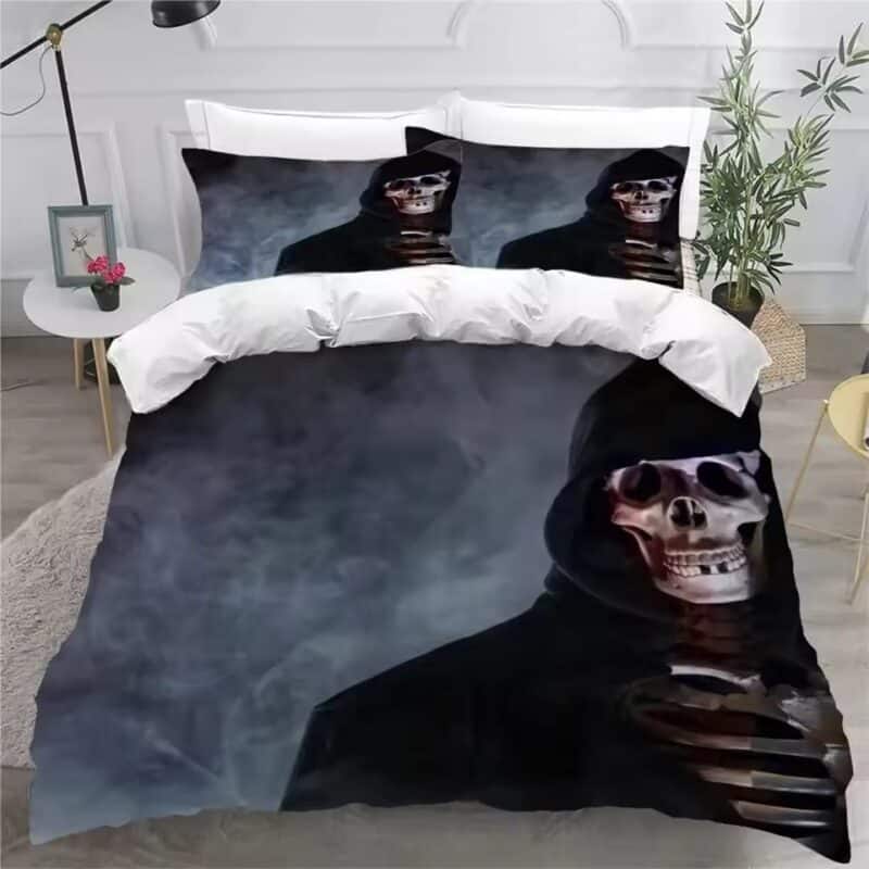 Eerie Grim Reaper Shadowy Mist Smoke Gothic Bedding Set