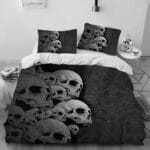 Elegant Gothic Skull Cascade Floral Shadow Art Bedding Set