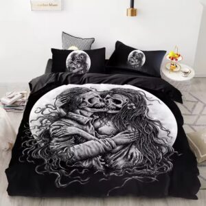 Eternal Gothic Skeleton Lovers Black & White Bedding Set