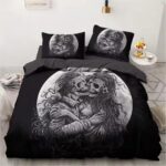 Eternal Love Gothic Skeleton Couple Moonlit Art Bedding Set