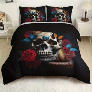 Eternal Metamorphosis Skull Snake Rose Graphic Bedding Set