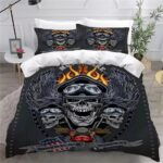 Flaming Skull Biker Wings America's Highway Bedding Set