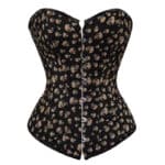 Gothic Chic Mini Old Skulls Pattern Black Overbust Corset