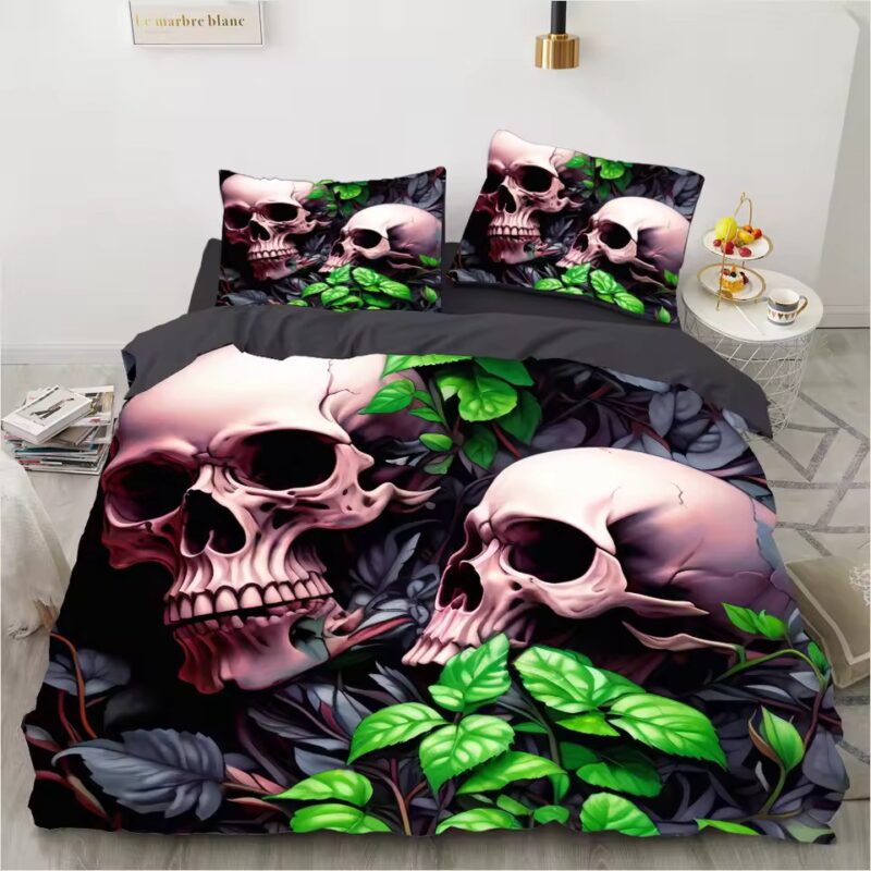 Gothic Nature Eerie Forest Skull Artwork Bedding Set