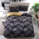 Gothic Paisley Skull Crossbones Pattern Bedding Set