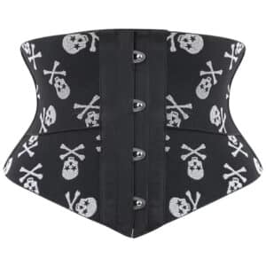 Gothic Skull & Crossbones Logo Pattern Waist Corset