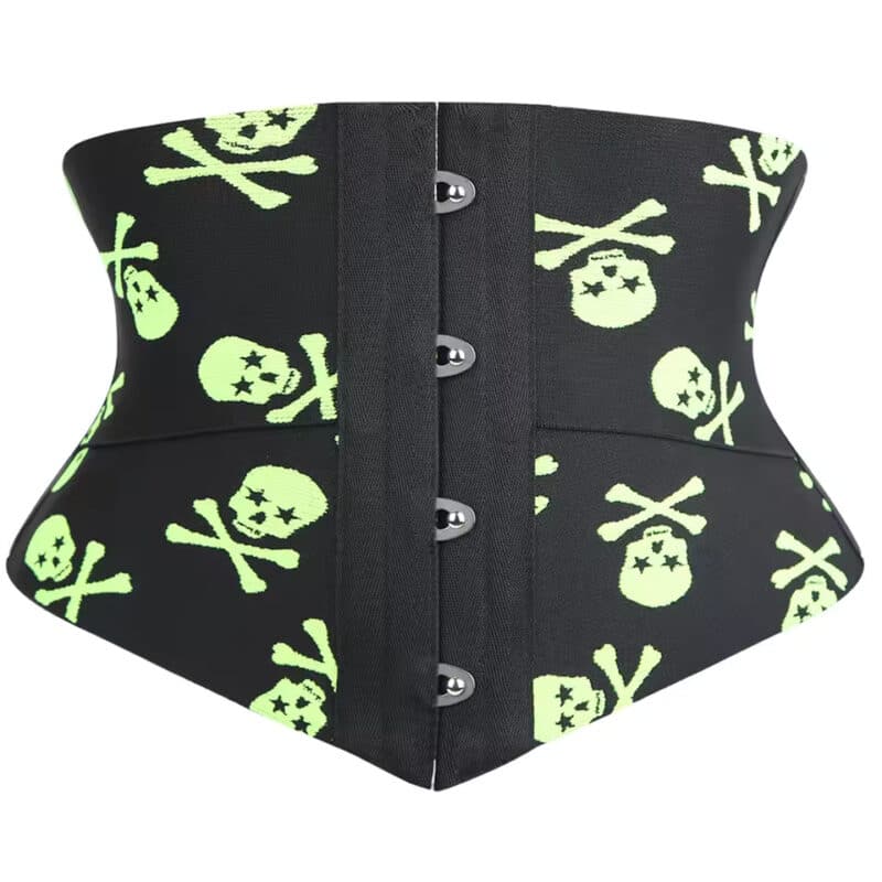 Gothic Skull & Crossbones Logo Pattern Waist Corset