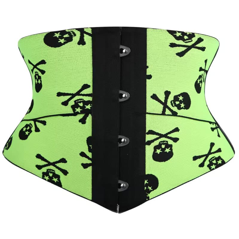 Gothic Skull & Crossbones Logo Pattern Waist Corset