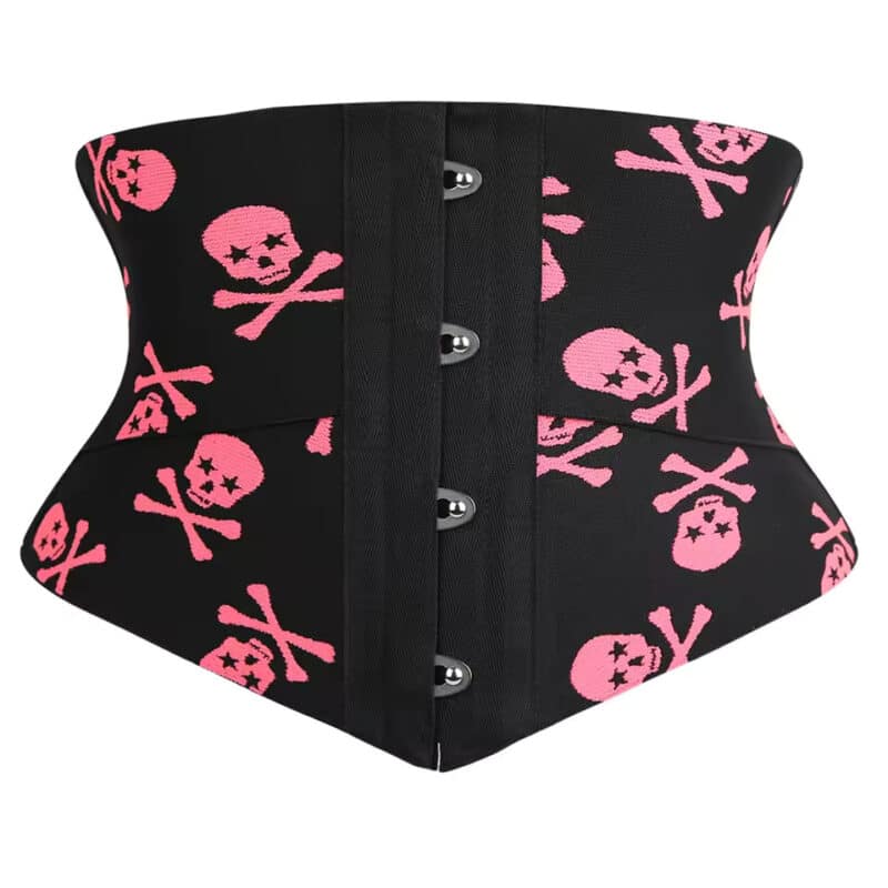 Gothic Skull & Crossbones Logo Pattern Waist Corset