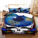 Grateful Dead Psychedelic Eye Map Skull Bedding Set