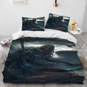 Haunted Dark Reaper Sorcerer Skeleton Horror Bedding Set