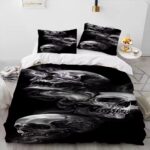 Haunted Ghostly Skull Smoke Horror Black Bedding Set