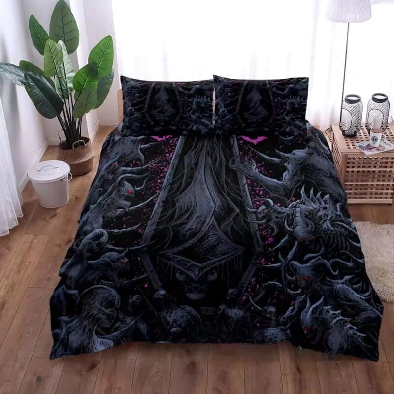 Haunted Horror Evil Skulls Abstract Graphic Bedding Set