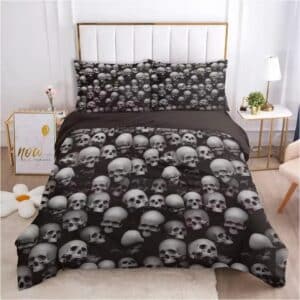 Horror Dark Skull Cascade Gothic Pattern Bedding Set