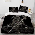 Horror Grim Reaper Scythe Skeleton Black Bedding Set