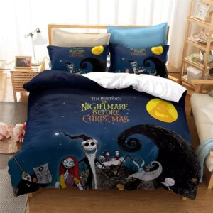 Jack & Sally Skeleton Full Moon Design Nightmare Bedding Set