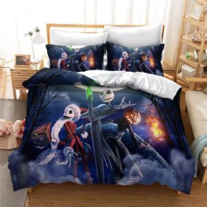 Jack Skeleton Snowy Smoke Graphic Spooky Bedding Set