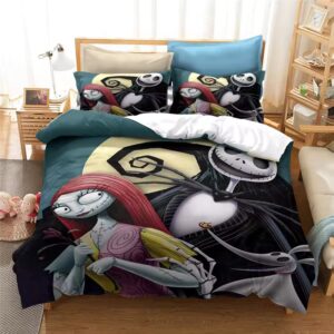 Jack Skellington Skeleton Couple Moonlit Night Bedding Set