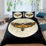 Lunar Death Moth Gothic Skull Full Moon Art Bedding Set