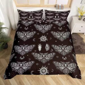 Mystical Death Moth Skulls Occult Icons Pattern Bedding Set