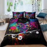 Neon Skater Graffiti Style Skull Paint Splash Bedding Set