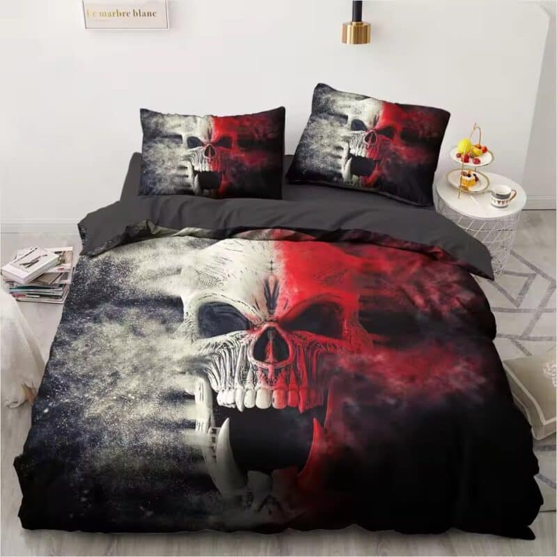 Nightmare Fury Red & Black Demon Skull Screaming Bedding Set