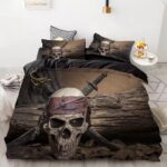 Pirate Skull Crossed Swords Rustic Adventure Bedding Set