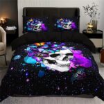 Psychedelic Skull Butterfly Galaxy Cosmic Art Bedding Set