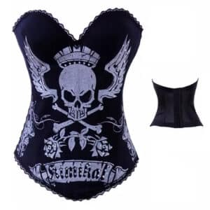 Regal Edgy Style Gothic Winged Skull Overbust Corset