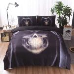 Scary Dark Grim Reaper Skull Cloak Horror Bedding Set