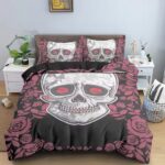 Scary Sugar Skull Rose Eye Floral Horror Bedding Set